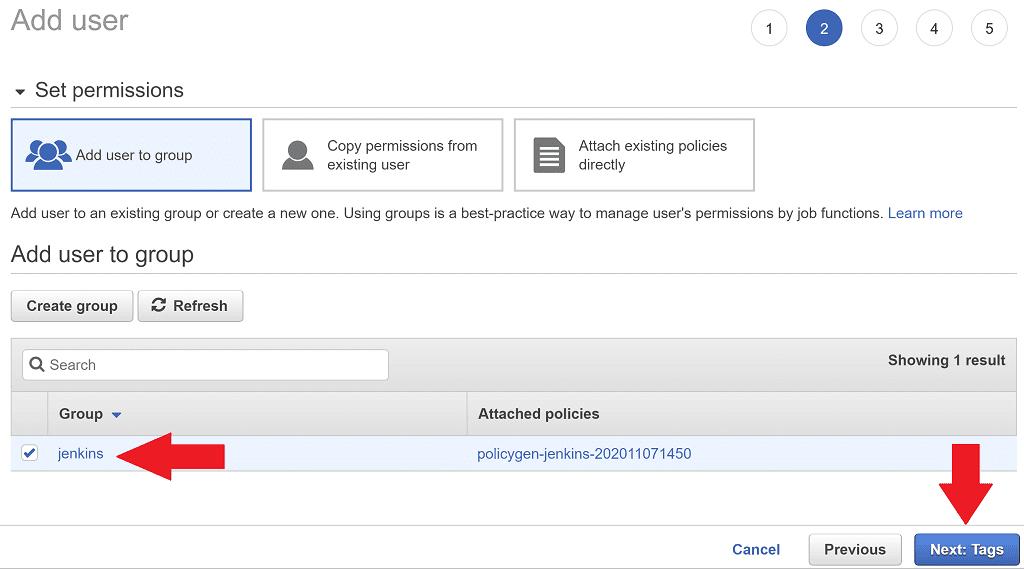 Add Jenkins user to group