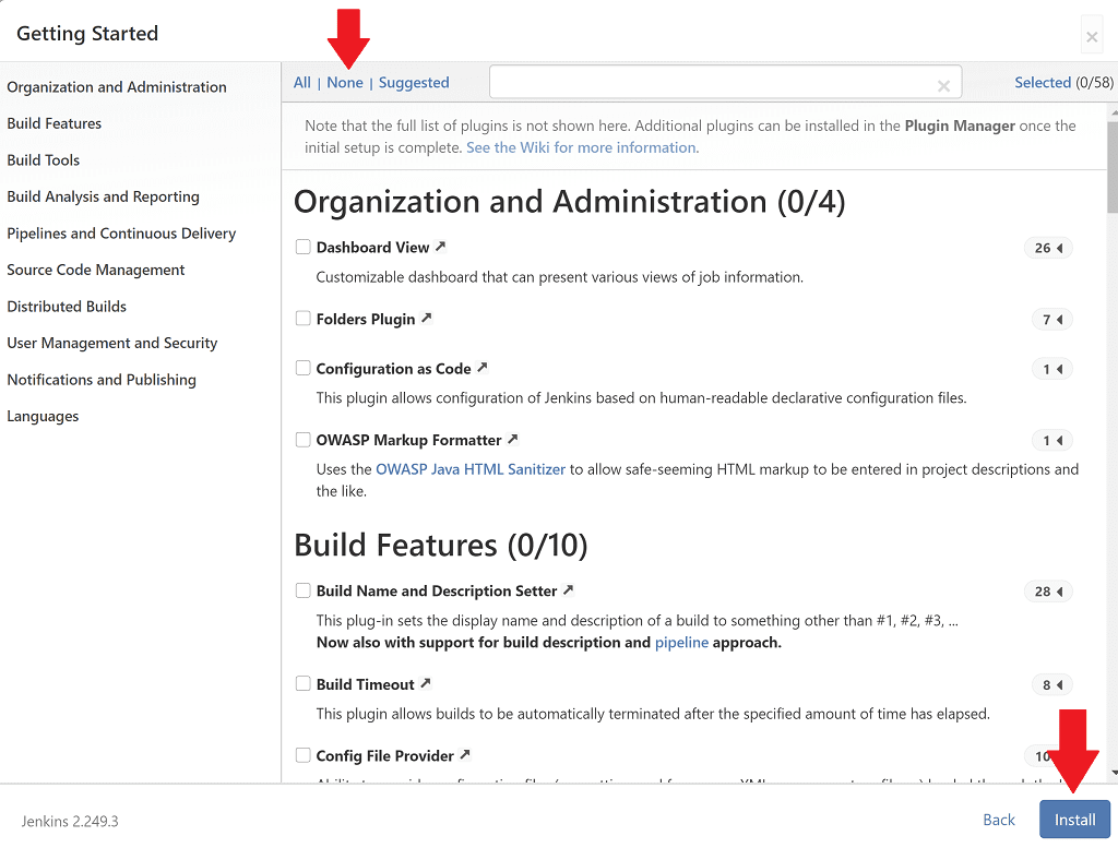 Jenkins plugins none option