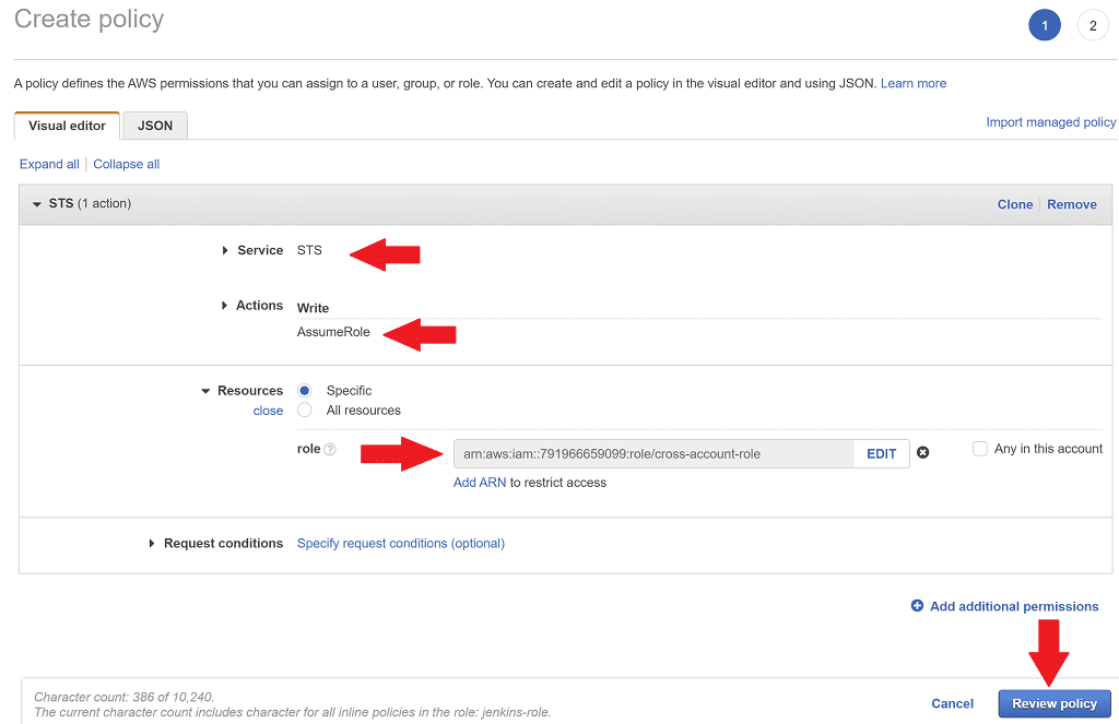 Create Jenkins role policy