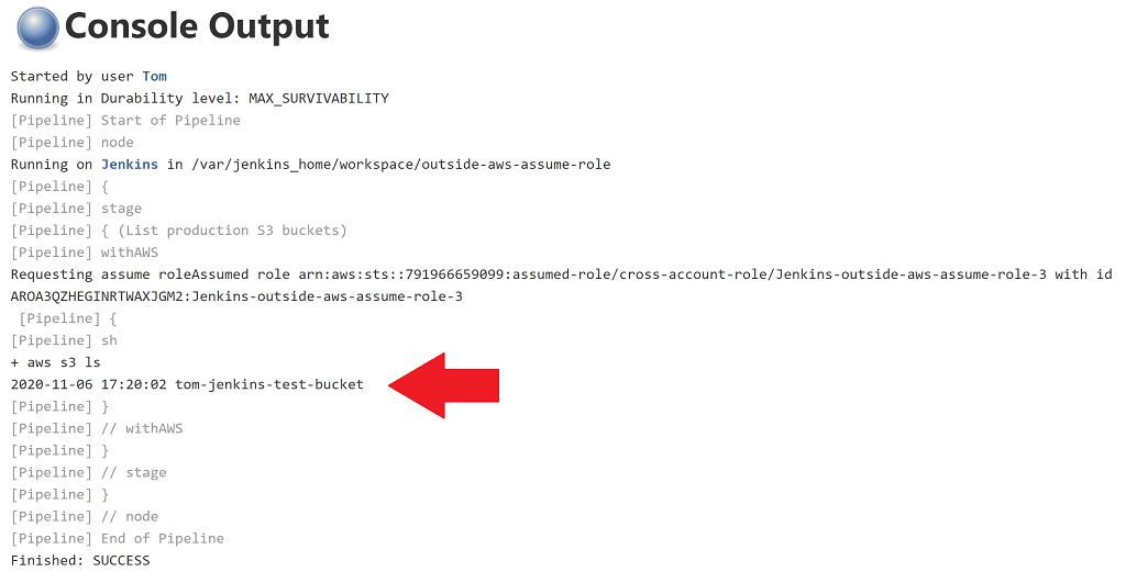 Console output from Jenkins outside AWS