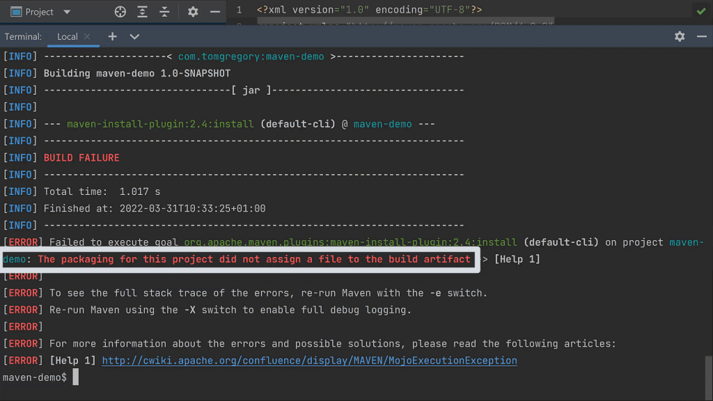 Running install goal fails
