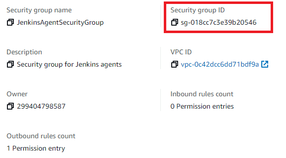 Jenkins agent security group