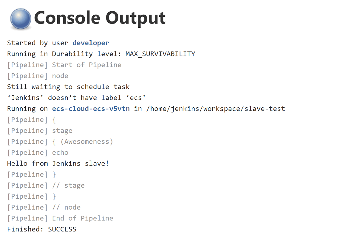 Console output
